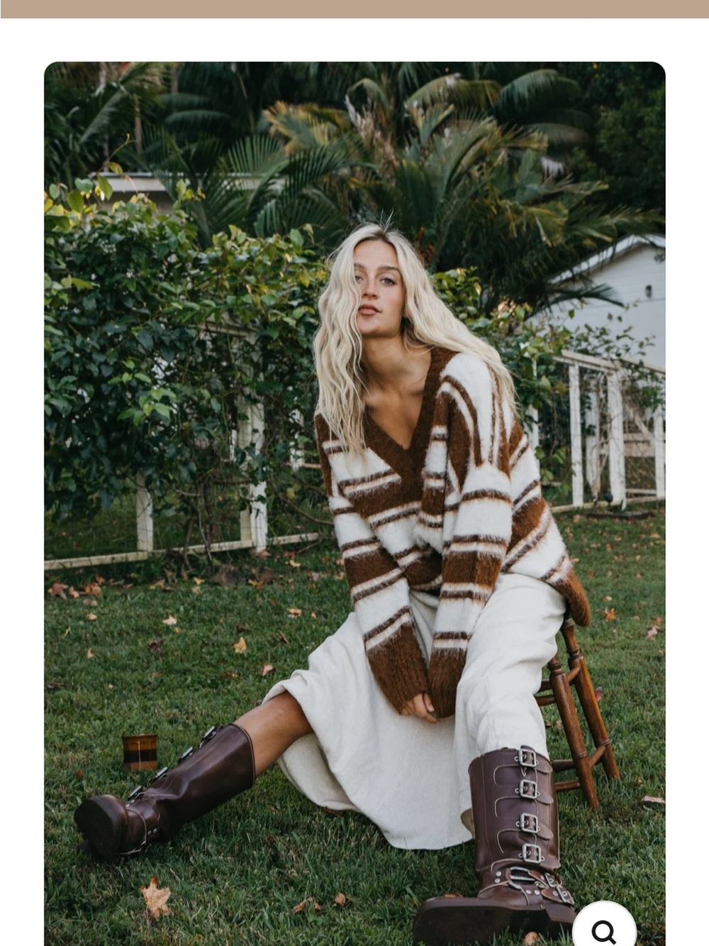 Cozy Striped V-Neck Sweater in Brown & Cream